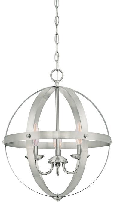 3 Light Chandelier Brushed Nickel Finish