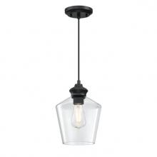 Westinghouse 6132600 - Mini Pendant Matte Black Finish Clear Glass