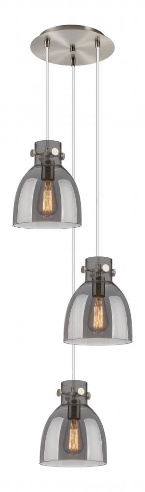 Newton Bell - 3 Light - 16 inch - Brushed Satin Nickel - Multi Pendant