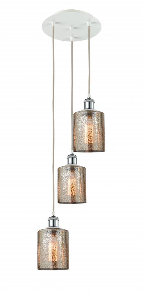 Cobbleskill - 3 Light - 12 inch - White Polished Chrome - Cord Hung - Multi Pendant