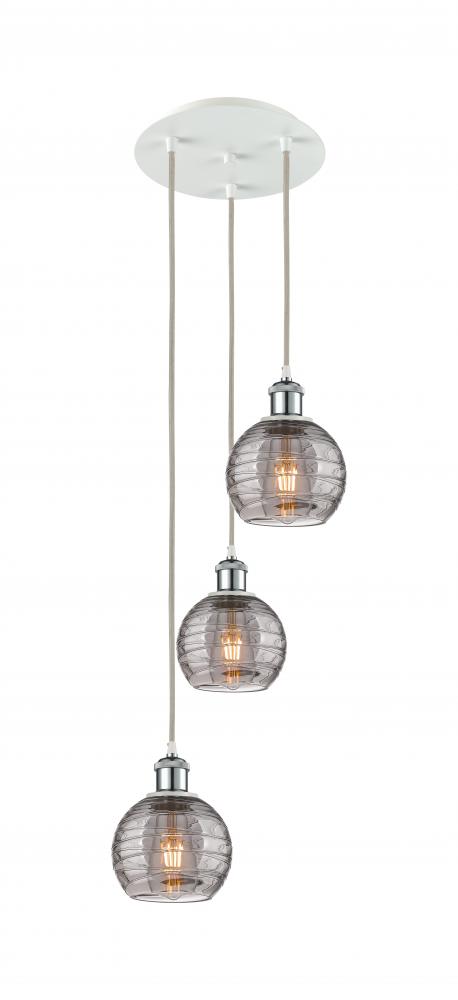 Athens Deco Swirl - 3 Light - 12 inch - White Polished Chrome - Cord Hung - Multi Pendant