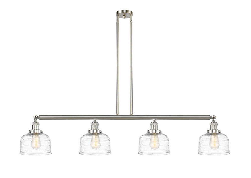 Bell - 4 Light - 53 inch - Brushed Satin Nickel - Stem Hung - Island Light