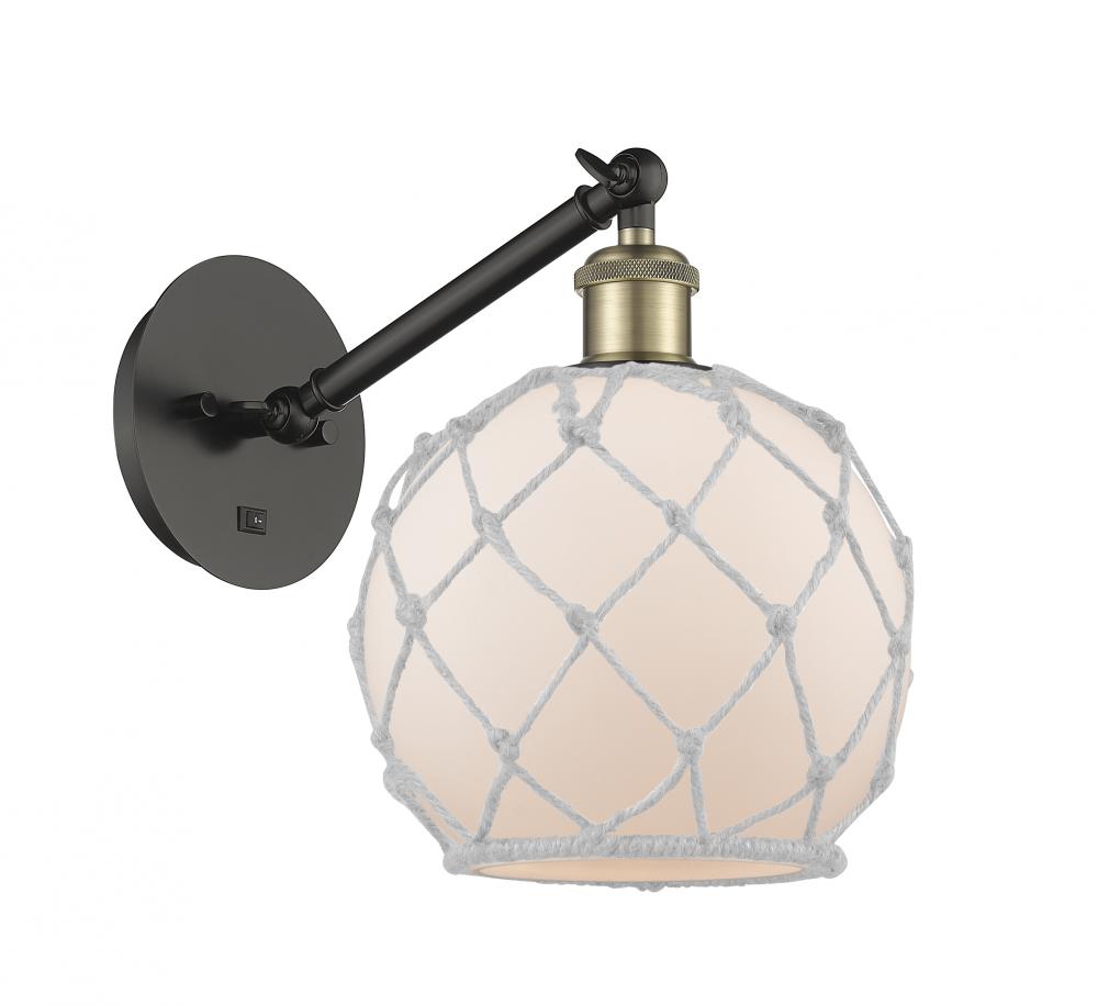Farmhouse Rope - 1 Light - 8 inch - Black Antique Brass - Adjustable Sconce
