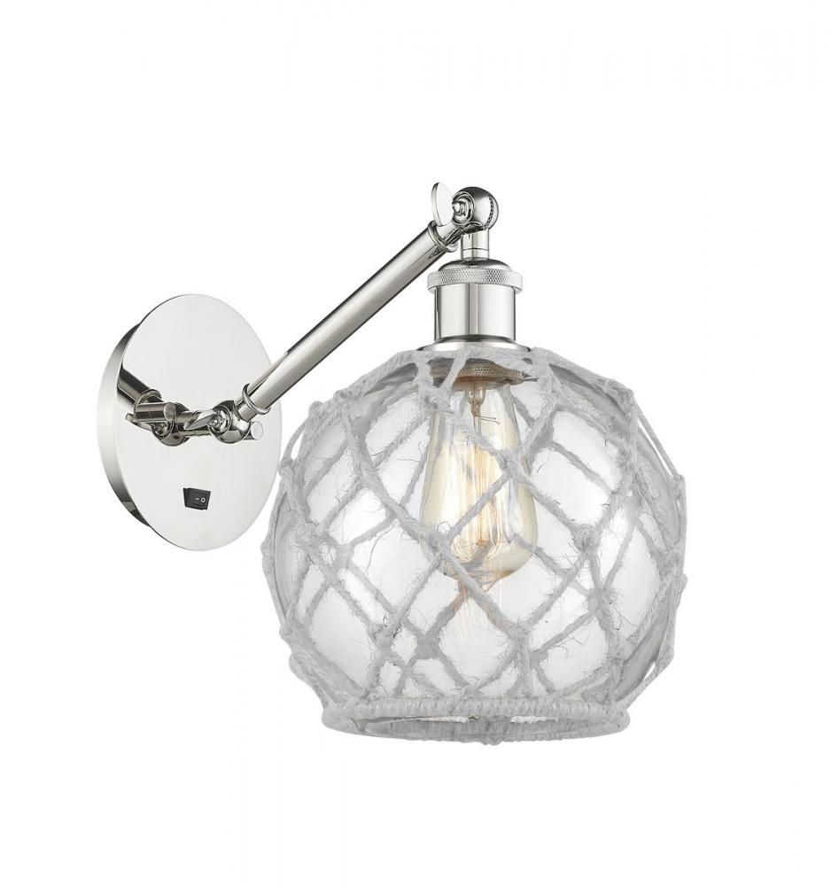 Farmhouse Rope - 1 Light - 8 inch - Polished Nickel - Adjustable Sconce