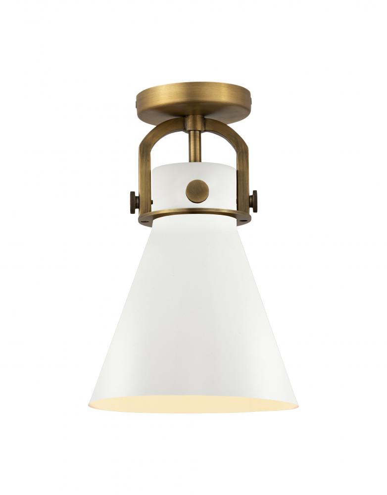 Newton Cone - 1 Light - 8 inch - Brushed Brass - Flush Mount