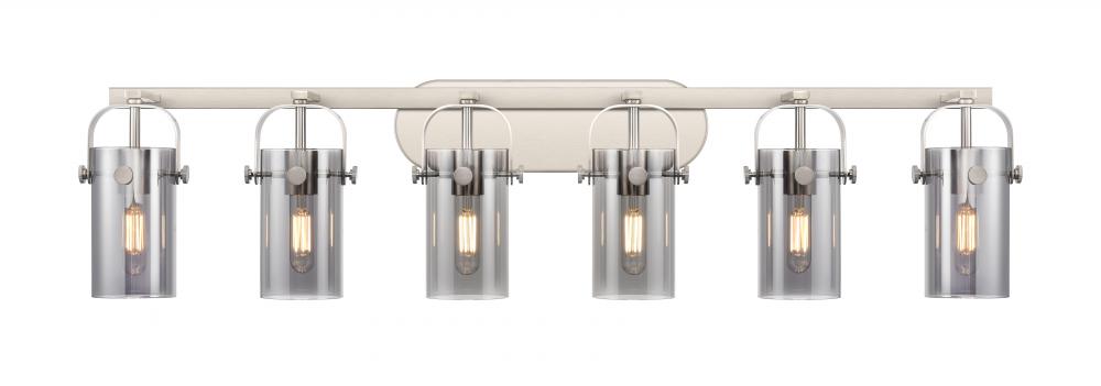 Pilaster II Cylinder - 6 Light - 44 inch - Satin Nickel - Bath Vanity Light