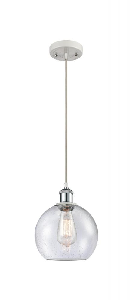 Athens - 1 Light - 8 inch - White Polished Chrome - Cord hung - Mini Pendant