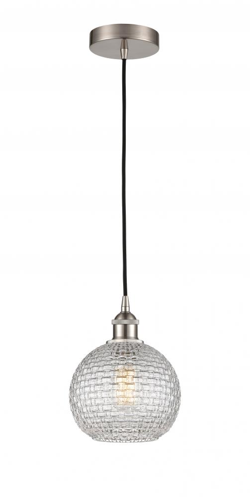 Athens - 1 Light - 8 inch - Brushed Satin Nickel - Cord hung - Mini Pendant