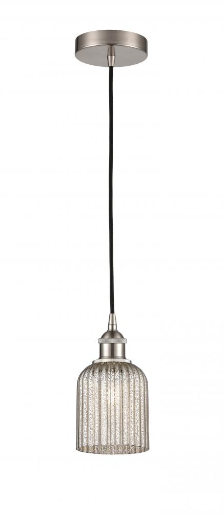 Bridal Veil - 1 Light - 5 inch - Brushed Satin Nickel - Cord hung - Mini Pendant