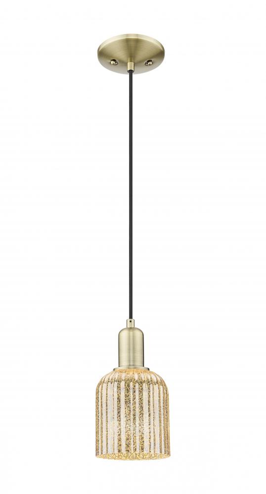 Bridal Veil - 1 Light - 6 inch - Antique Copper - Cord hung - Mini Pendant