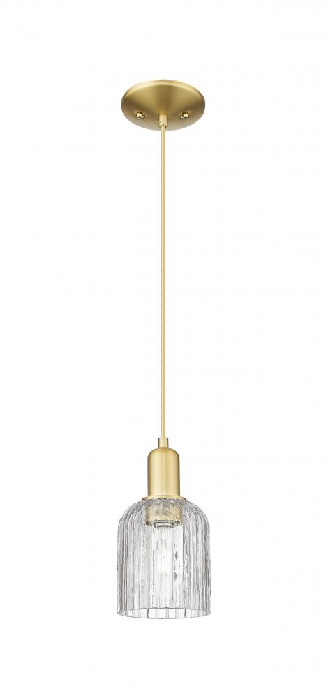 Bridal Veil - 1 Light - 6 inch - Satin Gold - Cord hung - Mini Pendant