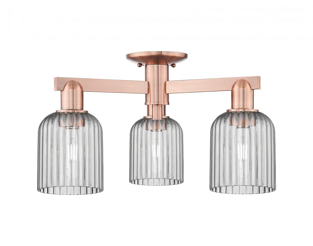 Bridal Veil - 3 Light - 6 inch - Antique Copper - Semi-Flush Mount