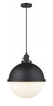 Innovations Lighting 201CSW-BK-HFS-121-BK-LED - Hampden - 1 Light - 13 inch - Matte Black - Cord hung - Pendant