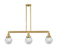 Innovations Lighting 213-SG-G204-6-LED - Beacon - 3 Light - 39 inch - Satin Gold - Stem Hung - Island Light