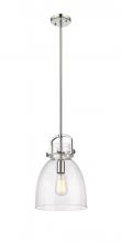 Innovations Lighting 412-1S-PN-10CL-LED - Newton Bell - 1 Light - 10 inch - Polished Nickel - Stem Hung - Mini Pendant