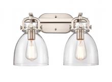 Innovations Lighting 412-2W-SN-7CL-LED - Newton Bell - 2 Light - 17 inch - Brushed Satin Nickel - Bath Vanity Light