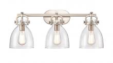 Innovations Lighting 412-3W-SN-7CL-LED - Newton Bell - 3 Light - 27 inch - Brushed Satin Nickel - Bath Vanity Light