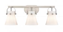 Innovations Lighting 423-3W-SN-G411-6WH - Pilaster II Cone - 3 Light - 27 inch - Satin Nickel - Bath Vanity Light