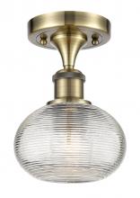 Innovations Lighting 516-1C-AB-G555-6CL - Ithaca - 1 Light - 6 inch - Antique Brass - Semi-Flush Mount