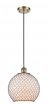 Innovations Lighting 516-1P-AB-G121-10CBK-LED - Farmhouse Chicken Wire - 1 Light - 10 inch - Antique Brass - Cord hung - Mini Pendant