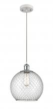 Innovations Lighting 516-1P-WPC-G122-10CSN-LED - Farmhouse Chicken Wire - 1 Light - 10 inch - White Polished Chrome - Cord hung - Mini Pendant