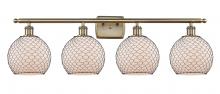 Innovations Lighting 516-4W-AB-G121-8CBK-LED - Farmhouse Chicken Wire - 4 Light - 38 inch - Antique Brass - Bath Vanity Light