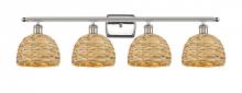 Innovations Lighting 516-4W-PN-RBD-8-NAT - Woven Rattan - 4 Light - 38 inch - Polished Nickel - Bath Vanity Light