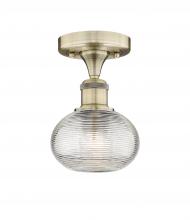 Innovations Lighting 616-1F-AB-G555-6CL - Ithaca - 1 Light - 6 inch - Antique Brass - Semi-Flush Mount