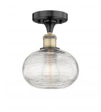 Innovations Lighting 616-1F-BAB-G555-8CL - Ithaca - 1 Light - 8 inch - Black Antique Brass - Semi-Flush Mount