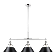 Golden 3306-LP CH-BLK - Orwell CH 3 Light Linear Pendant in Chrome with Matte Black shades