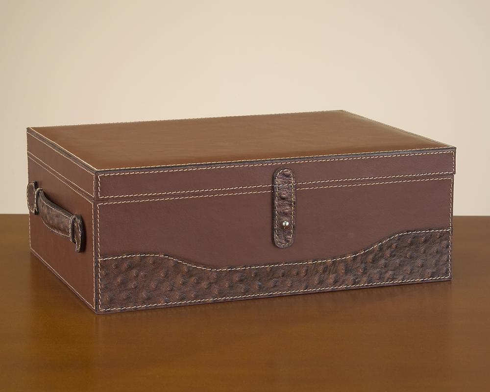 5X14X11 BROWN LEATHER BOX