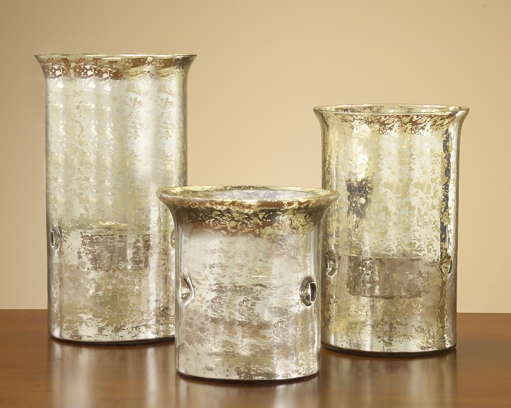 S/3 OVERSCALE MERCURY GLASS CANDLE HLDRS