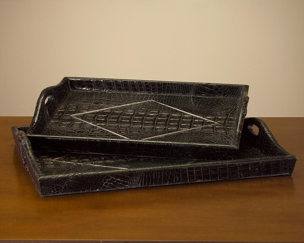 SET OF 2 CROC EMBOSSED TRAYS