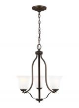 Anzalone Electric and Lighting Items 3139003-710 - Emmons traditional 3-light indoor dimmable ceiling chandelier pendant light in bronze finish with sa