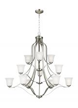 Anzalone Electric and Lighting Items 3139012-962 - Emmons traditional 12-light indoor dimmable ceiling chandelier pendant light in brushed nickel silve