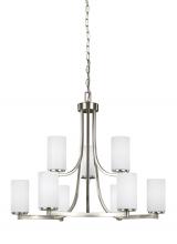 Anzalone Electric and Lighting Items 3139109-962 - Hettinger transitional 9-light indoor dimmable ceiling chandelier pendant light in brushed nickel si