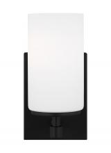 Anzalone Electric and Lighting Items 4124601-112 - Alturas indoor dimmable 1-light wall bath sconce in a midnight black finish and etched white glass s