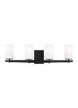 Anzalone Electric and Lighting Items 4424604-112 - Alturas indoor dimmable 4-light wall bath sconce chandelier in a midnight black finish and etched wh