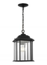 Anzalone Electric and Lighting Items 60031-12 - Kent traditional 1-light outdoor exterior ceiling hanging pendant in black finish with clear beveled