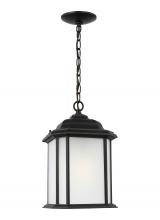 Anzalone Electric and Lighting Items 60531-12 - Kent traditional 1-light outdoor exterior ceiling hanging pendant in black finish with satin etched