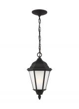 Anzalone Electric and Lighting Items 60941-12 - Bakersville traditional 1-light outdoor exterior pendant in black finish with satin etched glass pan