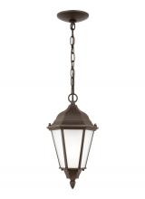 Anzalone Electric and Lighting Items 60941-71 - Bakersville traditional 1-light outdoor exterior pendant in antique bronze finish with satin etched