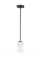 Anzalone Electric and Lighting Items 6124601-112 - Alturas indoor dimmable 1-light mini pendant in a midnight black finish and etched white glass shade