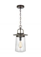 Anzalone Electric and Lighting Items 6208901-71 - Tybee traditional 1-light outdoor exterior pendant in antique bronze finish with clear glass shade