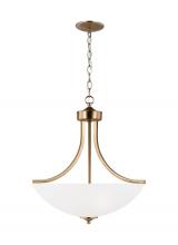 Anzalone Electric and Lighting Items 6616503-848 - Geary traditional indoor dimmable medium 3-light pendant in satin brass with a satin etched glass sh