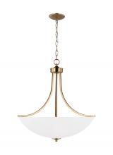 Anzalone Electric and Lighting Items 6616504-848 - Geary traditional indoor dimmable large 4-light pendant in satin brass with a satin etched glass sha