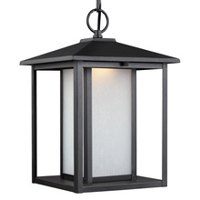 Anzalone Electric and Lighting Items 6902997S-12 - Hunnington contemporary 1-light outdoor exterior led outdoor pendant in black finish with etched see