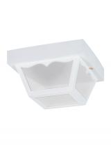 Anzalone Electric and Lighting Items 7567-15 - Outdoor Ceiling traditional 1-light outdoor exterior ceiling flush mount in white finish with clear