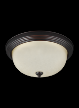 Anzalone Electric and Lighting Items 77063-710 - Geary transitional 1-light indoor dimmable ceiling flush mount fixture in bronze finish with amber s