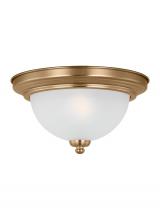 Anzalone Electric and Lighting Items 77063EN3-848 - Geary traditional indoor dimmable LED 1-light ceiling flush mount in satin brass with a satin etched